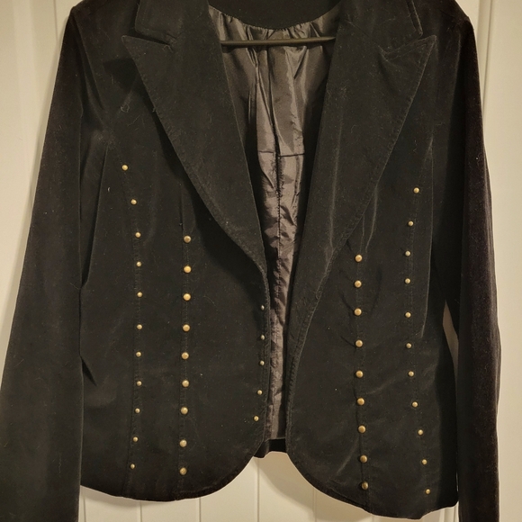 Vintage Black Velour Blazer With Gold Buttons Size Medium - Picture 3 of 3